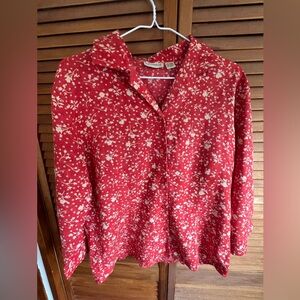 Putumayo Rayon/Linen/Cotton Red FLORAL Blouse Medium